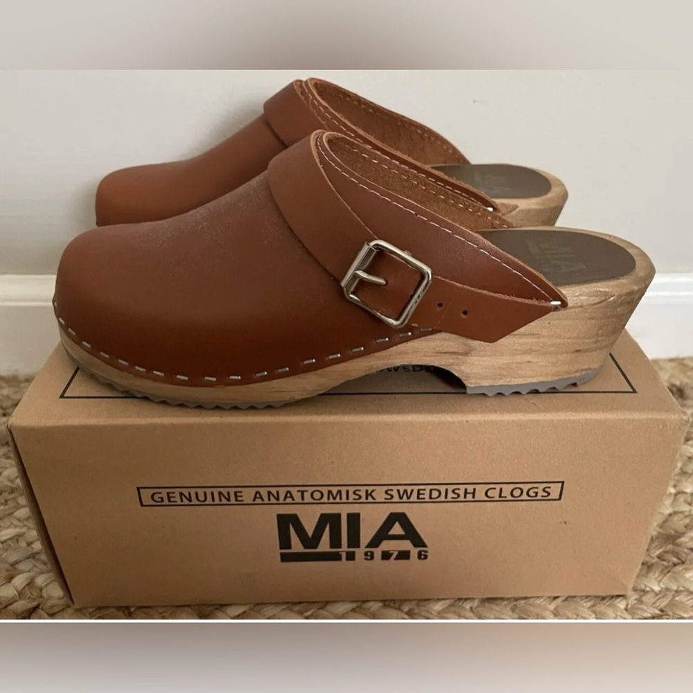 MIA Alma Clogs from Free People, Color: Luggage, Size: 6